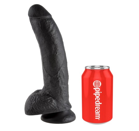 King Cock - Realistyczne Dildo Z Żołędziem Jądrami I Żyłkami 23 CM Czarny